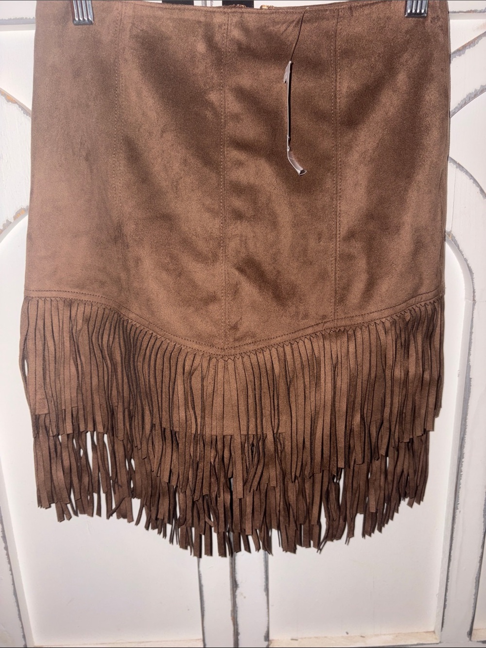 L’AGENCE Brown Fringe Suede Mini Skirt Size 4